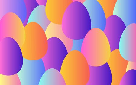Easter gradient banner. Happy Easter rainbow pastel background. Colorful gradient egg. Trend colors, bright poster, multi-colored eggs, holiday banner, Summer and spring decoration vector illustrationのイラスト素材
