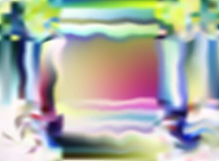 Abstract blurred vector background. Multicolor frame with smooth transitions in yellow, blue, green, pink, white. Pastel Colour blurred background with frame. Copy space. Vector striped illustrationのイラスト素材