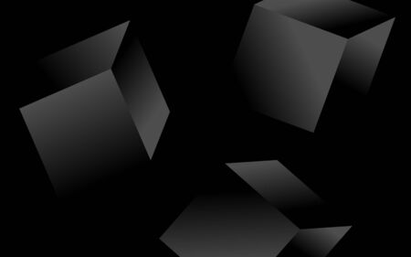 Black abstract banner with a luxurious gradient of geometric elements. Neutral rich background with cubes for premium web design, wallpaper, wrapping paper, prints, textile. Vector square illustrationのイラスト素材