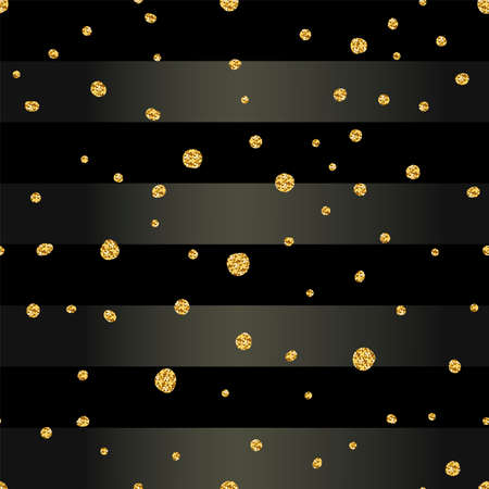 Seamless abstract black striped pattern. Gold glitter Sparkles on glossy gradient background. Vector shimmer illustration for web, wallpaper, wrapping paper, festive Christmas prints, xmas textileのイラスト素材