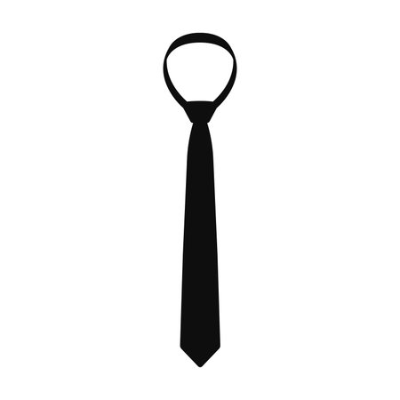 Simple tie sign. Silhouette black tie isolated on white background. Element of clothing. Symbol of Elegant clothes, dress code, office style, business work. Suit accessory icon. Vector illustrationのイラスト素材