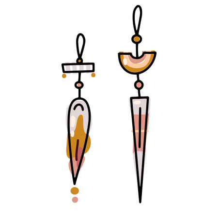 Doodle boho Christmas ball sticker. Toy, pendants with beads isolated on white background. Pastel nude colors festive decoration. Vector New Year illustration. Cute hand drawn winter holidays symbolのイラスト素材