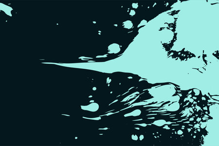 Abstract vector grunge illustration. Tidewater Green spreading splashes of paint background. Dripping stain, drops, spots, liquid ink. Handcrafted texture banner. Fluid art, marble effect. Copy spaceのイラスト素材