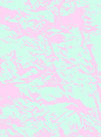Abstract vector grunge neutral illustration. Crumpled paper effect. Pink and mint background. Random stains, drops, spots, ink print. Messy handcrafted texture banner. Chaotic monochrome brush strokeのイラスト素材