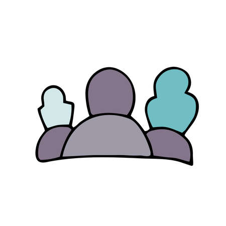 Vector doodle tombs. Gray color grave isolated on white background. Headstone on the graveyard. RIP sign. Cartoon cemetery landscape. Symbol of Halloween, Day of the Dead, burial illustrationのイラスト素材