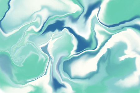 Marble texture banner. Blue strokes of paint wave. Fluid art texture. Stains, splash, water, ocean, sea, line, river, tie dye ornament. Hand-drawn vector illustration for background, holidays cardのイラスト素材