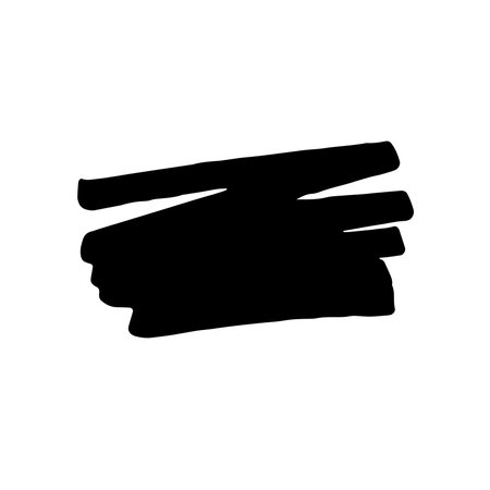 Black stain of paint with jagged edges isolated on a white background. Hand-drawn spot of paint, ink. Blotch drawn with a brush or felt-tip pen for backgrounds, substrates, basics. Vector illustrationのイラスト素材