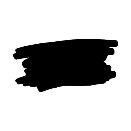 Black stain of paint with jagged edges isolated on a white background. Hand-drawn spot of paint, ink. Blotch drawn with a brush or felt-tip pen for backgrounds, substrates, basics. Vector illustrationのイラスト素材