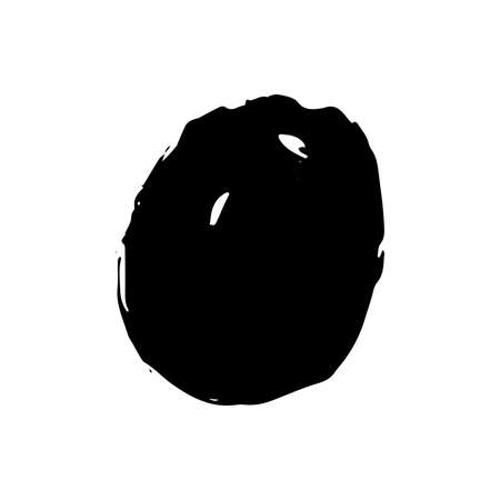 Vector grunge round brush. Black stroke, stain, ink, dry brush image. Dirty artistic hand-drawn element isolated on white background. Circle paintbrush touch, smear, blot, dot. vector illustrationのイラスト素材