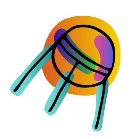 Bright space doodle sticker. Space satellite isolated on white background. Gradient purple, orange, blue neon color astronomical object. Sputnik symbol of education. vector science cute illustrationのイラスト素材