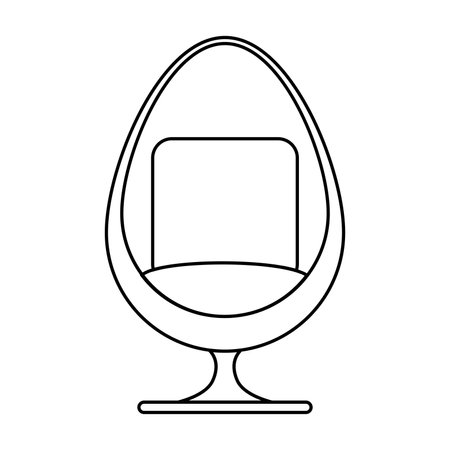 Cozy wooden armchair egg Icon. Outline designer chair isolated on white background. Line sign rest, work at home, comfort, interior. Cozy sitting image. A cute piece of furniture. vector illustrationのイラスト素材