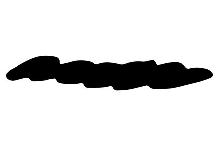 Black stained paintbrush isolated on white background. Hand-drawn spot of paint, ink. Grunge dye splash. Uneven brush smear. Copy space banner. Vector grain illustration for substrate, base, frameのイラスト素材