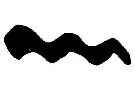 Vector doodle wave. Black tide brush stroke of paint isolated on white background. Hand-drawn plume illustration for summer print, clothes decoration. liner line image. Ornamental calligraphic stripのイラスト素材
