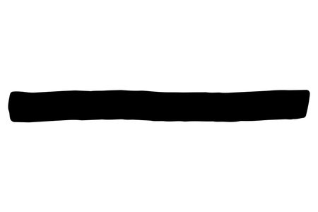 Black stained paint brush isolated on white background. Hand-drawn spot of paint, ink. Grunge dye splash. Marker, highlighter smear. Copy space banner. Vector illustration for substrate, base, stampのイラスト素材