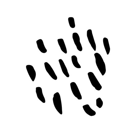 Vector grunge round brush. Black stroke, stain, ink, drop image. Dirty artistic hand-drawn element isolated on white background. Circle paintbrush touch, smear, blot, dot. vector illustrationのイラスト素材