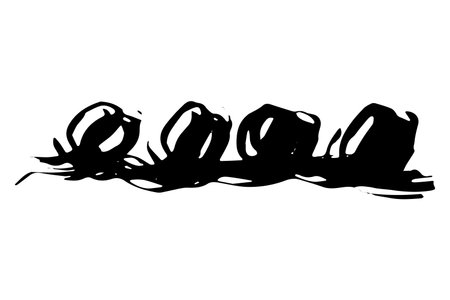 Vector doodle wave curl. Black color scroll brush stroke of paint isolated on white background. Hand-drawn plume illustration for summer prints, clothes, serpentine decoration. Ornamental swirl lineのイラスト素材