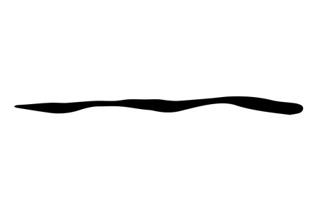 Vector doodle wave. Black tide brush stroke of paint isolated on white background. Hand-drawn plume illustration for summer print, clothes decoration. liner line image. Ornamental calligraphic stripのイラスト素材