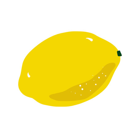 Cartoon yellow lemon. Hand-drawn citrus isolated on white background. Delicious fruit is a symbol of summer, wholesome nutrition, natural food. Ingredient for lemonade, juice menu. vector illustrationのイラスト素材