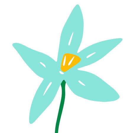 Vector abstract flower. Color blossom isolated on white background. hand-drawn daisy. Cartoon blue petals Plant. fresh bouquet sign. Symbol of summer, spring, nature floret. cute floral illustrationのイラスト素材