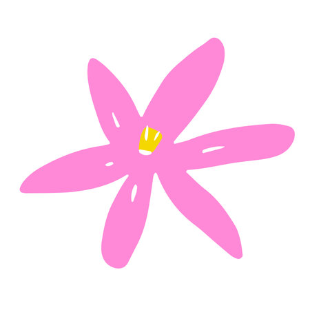 Vector abstract flower. Color blossom isolated on white background. hand-drawn daisy. Cartoon pink petals Plant. fresh bouquet sign. Symbol of summer, spring, nature floret. Cute floral illustrationのイラスト素材