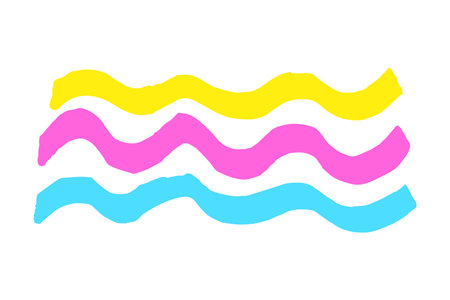 Vector sign of sea waves image. Colorful brush strokes of paint marker isolated on white background. Hand drawn vector illustration for summer prints, clothes, apps. Ornament icon. highlight lineのイラスト素材
