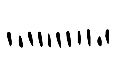 Vector grunge strokes brush. Black stain, ink, line brush image. Dirty artistic hand-drawn element isolated on white background. Repeat paintbrush touch, smear, blot, dot. vector illustrationのイラスト素材