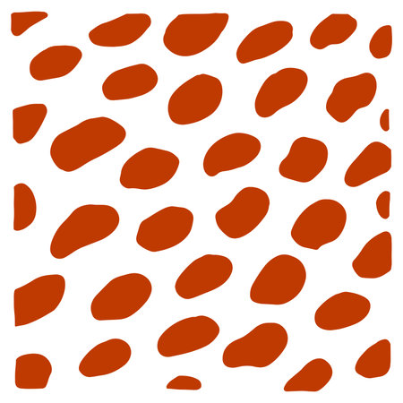 Boho polka dots tile. Terracotta hand-drawn circles isolated on white background. Abstract Random points ornament with frame. Vector oval illustration for print, wallpaper, decoration, interior posterのイラスト素材