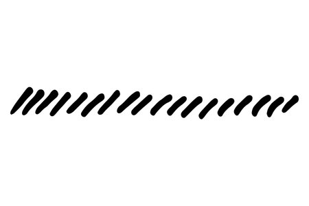 Vector grunge strokes brush. Black stain, ink, line brush image. Dirty artistic hand-drawn element isolated on white background. Repeat paintbrush touch, smear, blot, dot. Vector stock illustrationのイラスト素材
