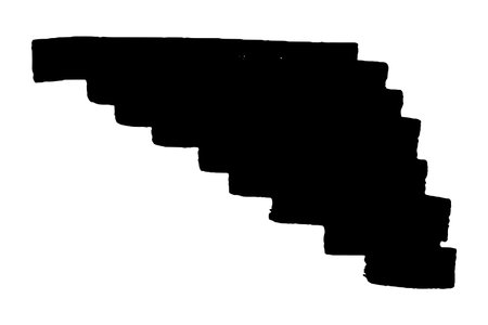Black stained paintbrush isolated on white background. Hand-drawn spot of paint, ink. Grunge dye splash. Uneven brush smear. Copy space banner. Vector grain illustration for substrate, base, frameのイラスト素材