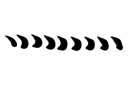 Vector grunge strokes brush. Black stain, ink, line brush image. Dirty artistic hand-drawn element isolated on white background. Repeat paintbrush touch, comma, blot, dot. Vector stock illustrationのイラスト素材