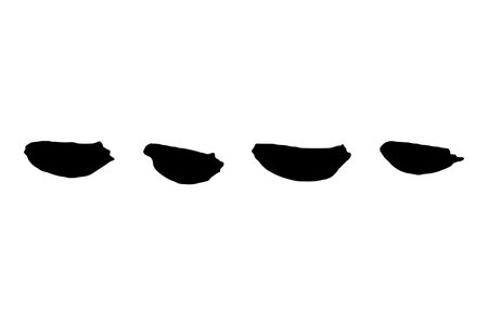 Vector grunge strokes brush. Black stain, ink, line brush image. Dirty artistic hand-drawn element isolated on white background. Repeat paintbrush touch, smear, blot, dot. Vector stock illustrationのイラスト素材