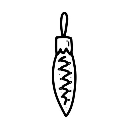 Doodle Christmas ball image. Seasonal ornament Toy isolated on white background. Outline festive decoration. Vector New Year illustration. Icicle sign. Cute hand drawn winter holidays retro symbolのイラスト素材