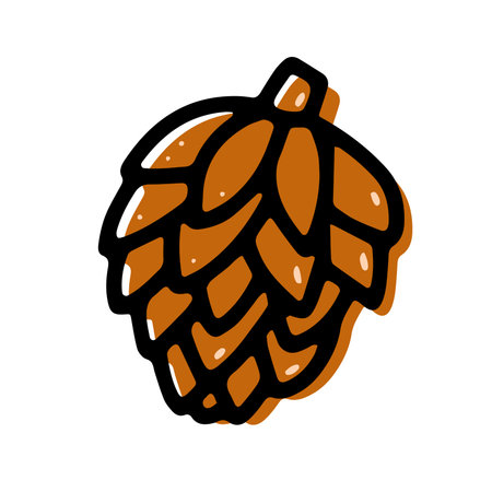 Pine cone doodle image. Hand-drawn pinecone sign. Eco symbol of nature, autumn, winter holidays. Brown botanical fall icon. A cozy decorative element. Forest line art. Vector seasonal illustrationのイラスト素材