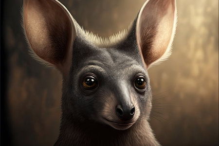Portrait of a cute kangaroo, 3d digitally rendered illustrationの素材