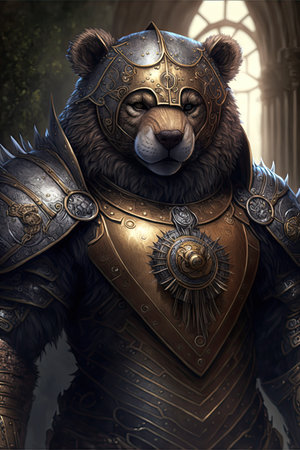 3D rendering of a fantasy medieval knight with a helmet and armorの素材