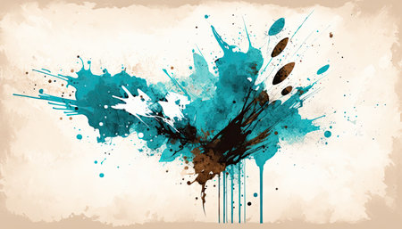 Abstract grunge watercolor paint splashes background. Vector illustration.の素材