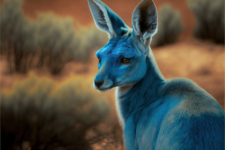 Kangaroo in the desert - 3D render of a kangarooの素材