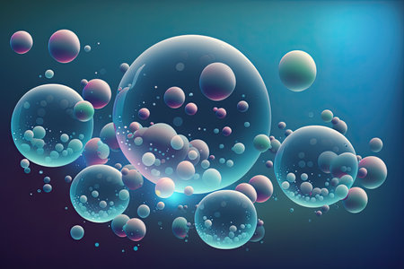 Colorful abstract background with soap bubbles. Vector illustration for your designの素材