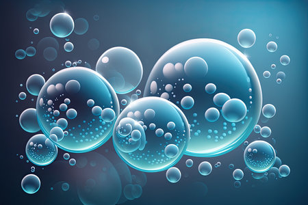 Blue abstract background with water bubbles. Vector illustration. Eps 10.の素材