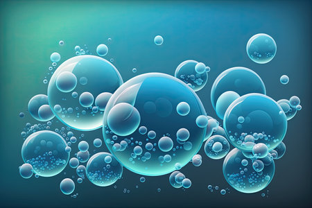 Blue abstract background with water bubbles. Vector illustration for your design.の素材