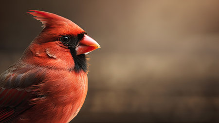 Male cardinal (cardinalis cardinalis) on a wooden backgroundの素材
