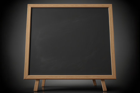 Blackboard with wooden frame on a black background. 3d renderの素材