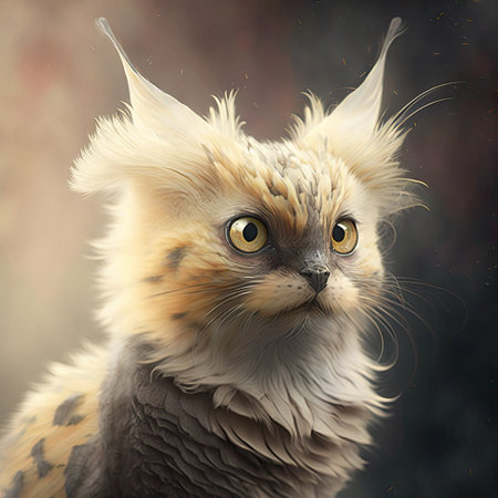 Portrait of a cat on a dark background. 3d renderingの素材