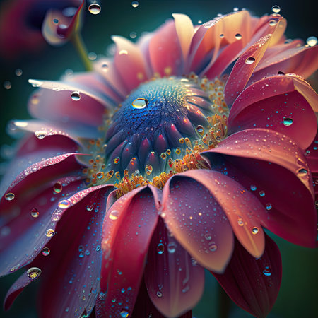 Beautiful gerbera flower with dew drops on petalsの素材