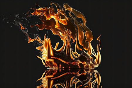 Fire flames on a black background. 3d rendering, 3d illustration.の素材