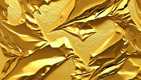 Golden foil texture background. 3d rendering, 3d illustration.の素材