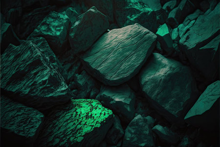 Stone background. 3d rendering, 3d illustration. Green background.の素材