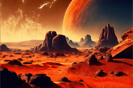 Alien Planet - 3D Rendered Computer Artwork. Rocks and sandの素材