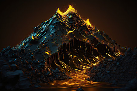 Fantasy mountain landscape. 3D illustration, 3D rendering.の素材
