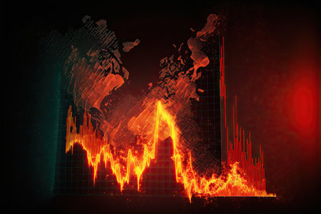abstract background with world map and fire effect, vector illustration.の素材